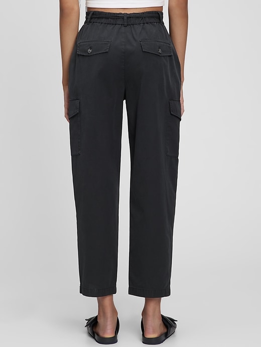 High Rise Pleated Cargo Pants with Washwell
