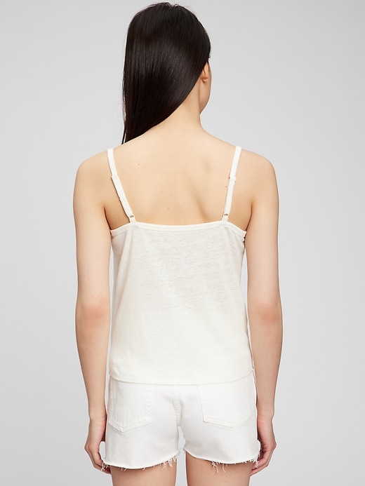 Image number 2 showing, Linen Blend Buttoned Tie-Front Cami