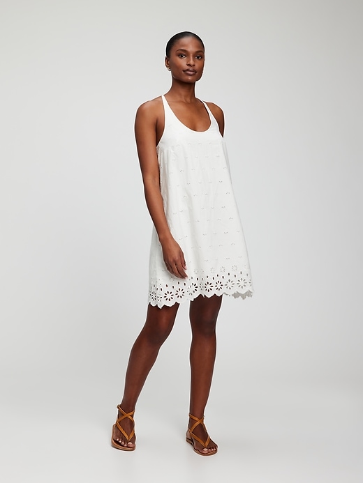 Image number 1 showing, Eyelet Scalloped Mini Dress