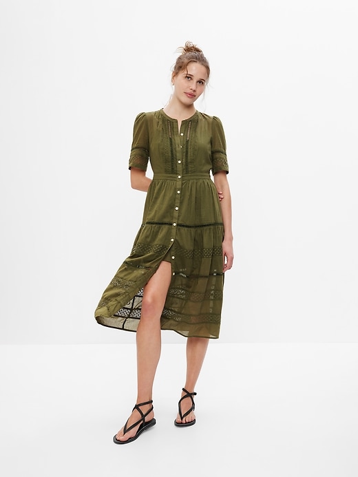 Lace Button-Front Midi Dress | Gap
