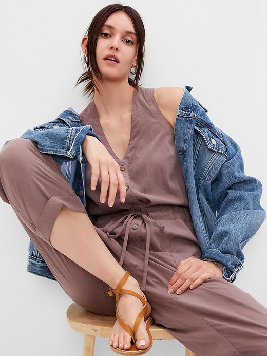 Choix, Taupe Lyocell Jumpsuit