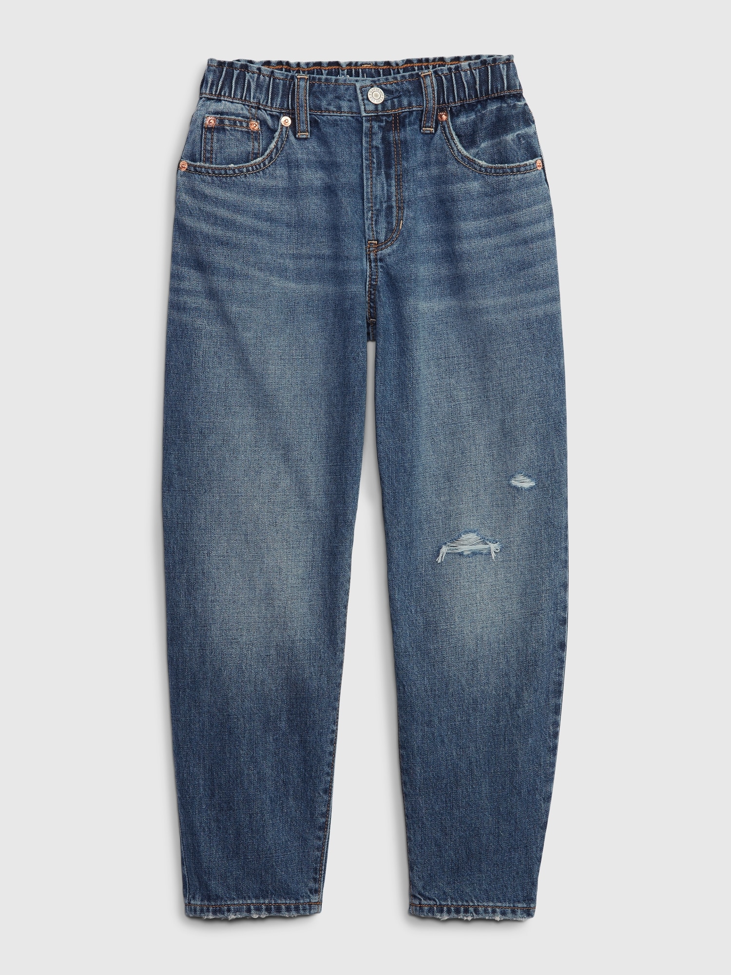 Gap Kids High Rise Barrel Jeans with Washwell blue. 1