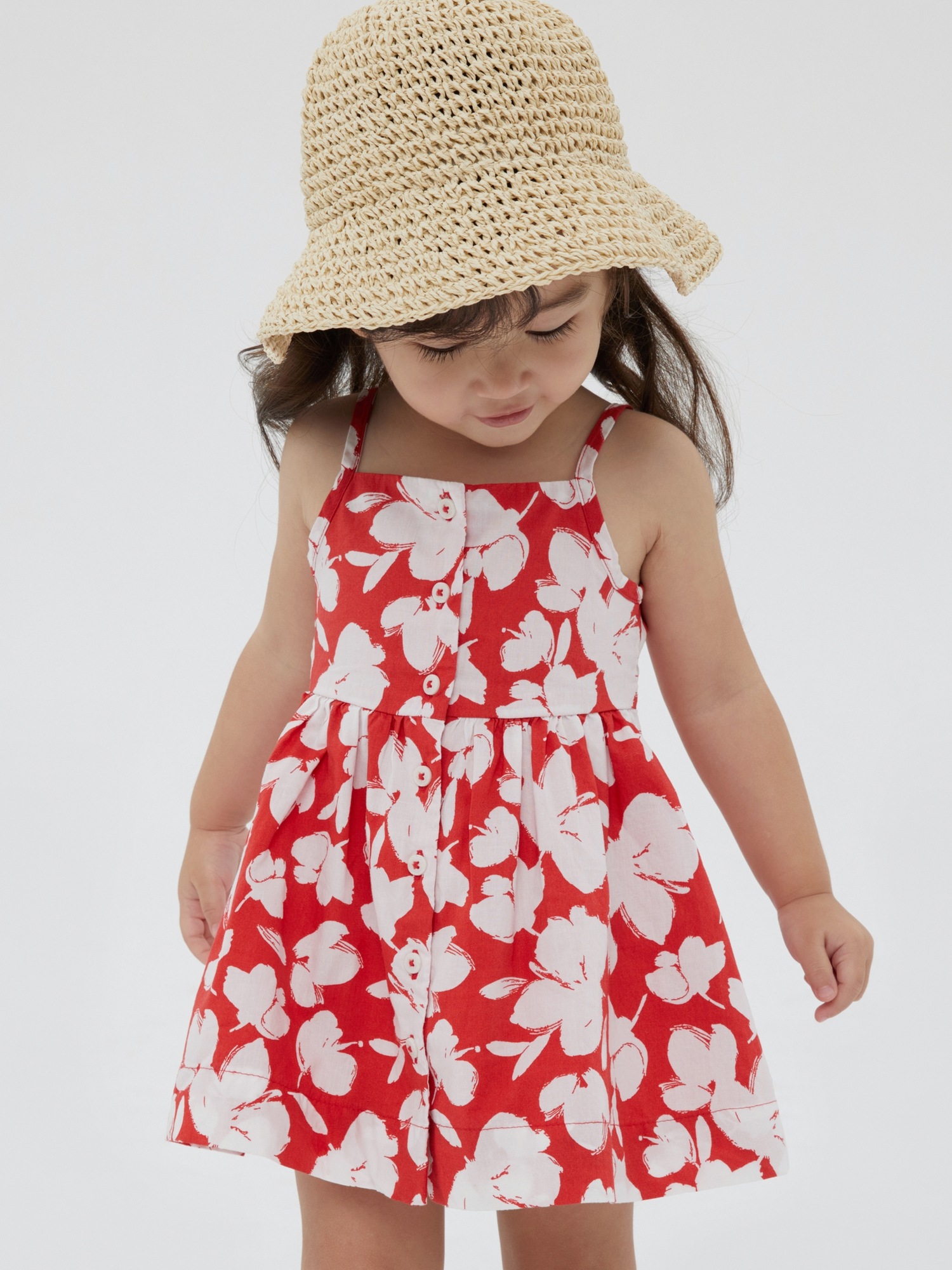 Gap red floral sales dress