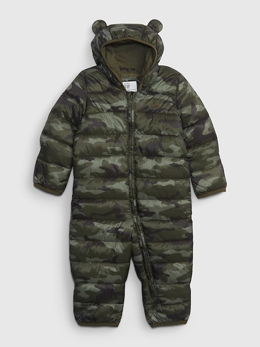 Image number 1 showing, Baby 100% Recycled Lightweight Puffer One-Piece