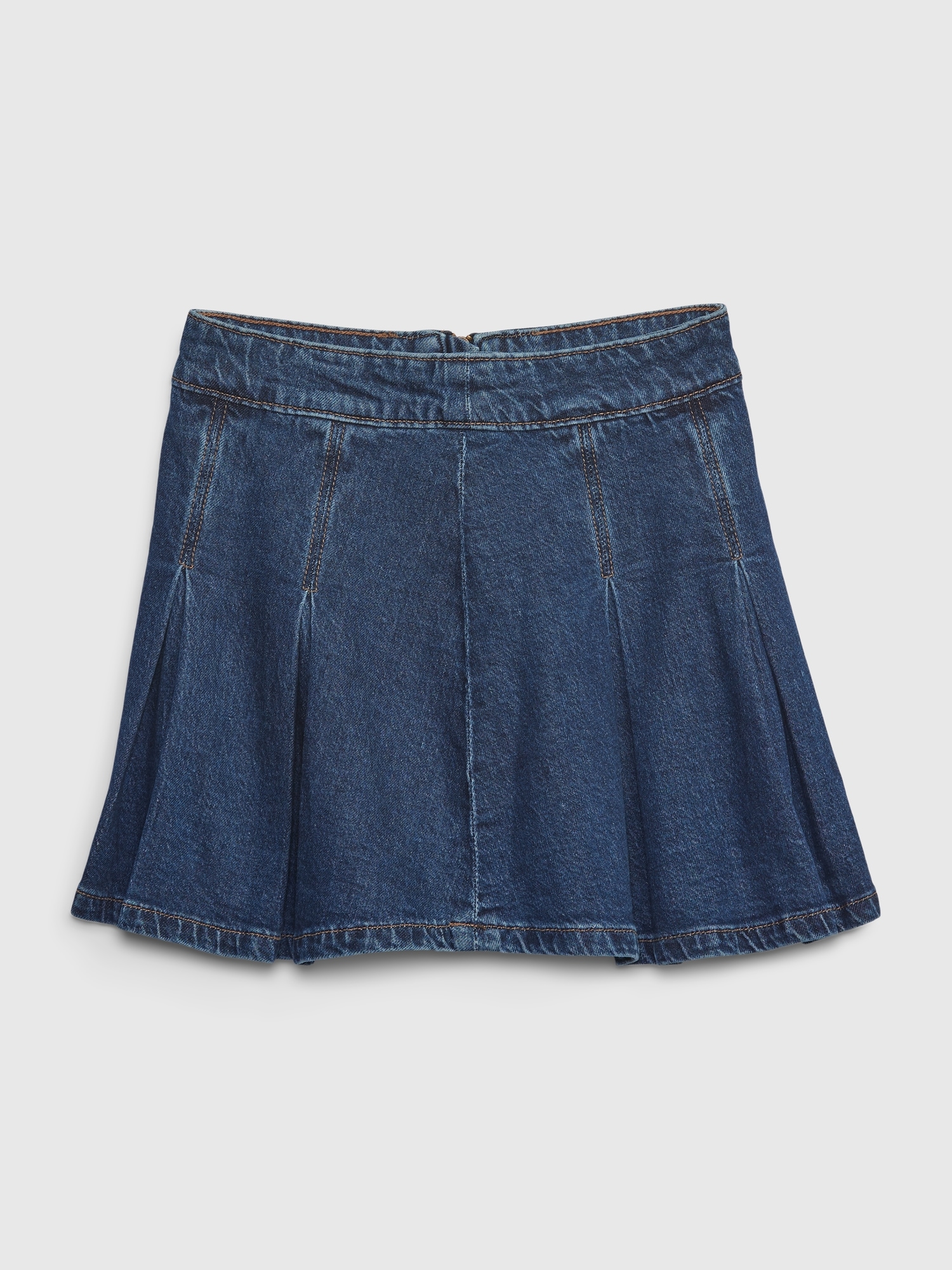 Navy blue pleated denim sale skirt