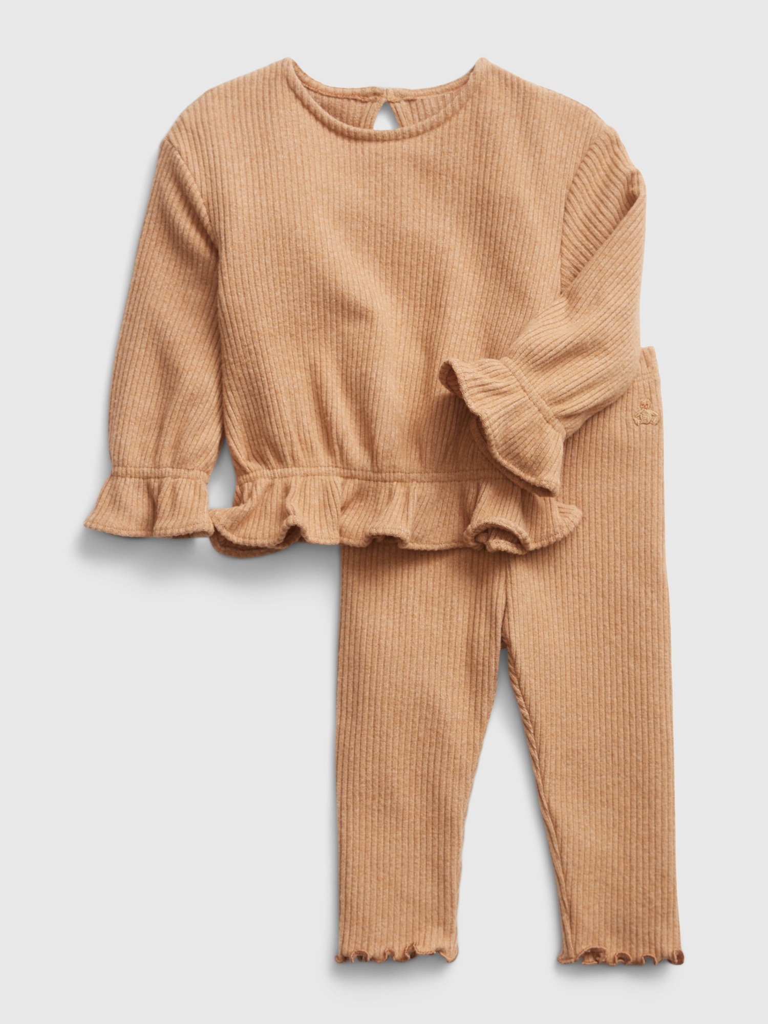 Gap Baby Rib Two-Piece Outfit Set brown. 1
