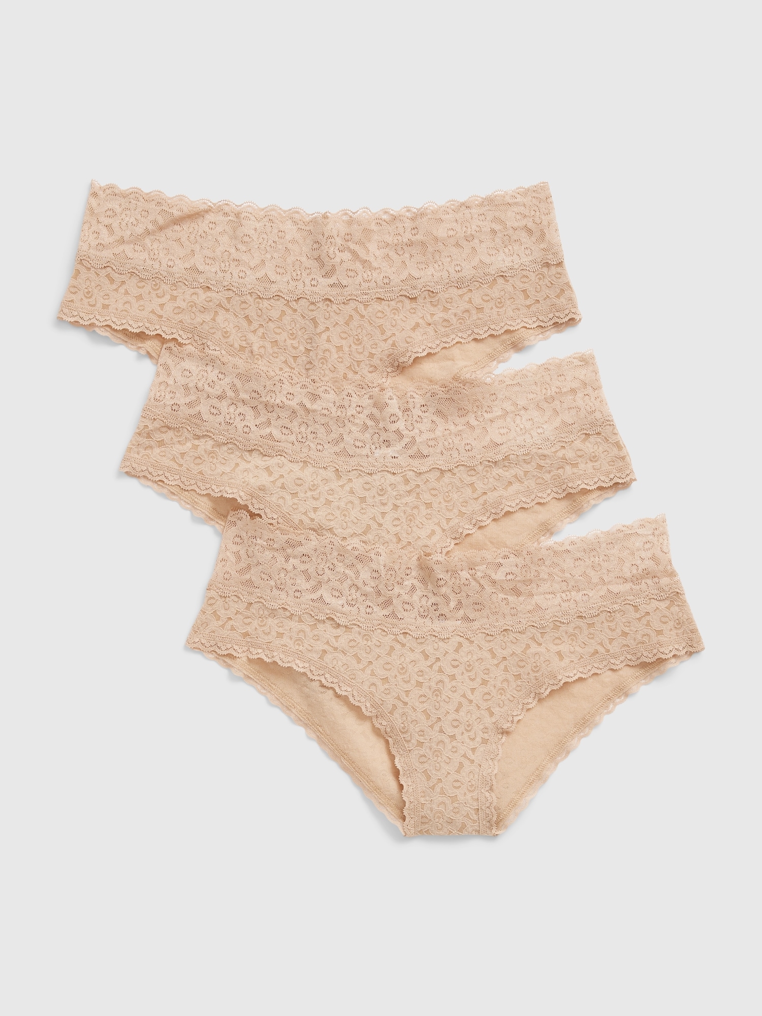 1-3PC Solid Color V Cut Briefs Cheeky Panty Lace Trim Underwear