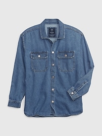 View large product image 4 of 4. Teen Oversized Denim Shirt Jacket with Washwell