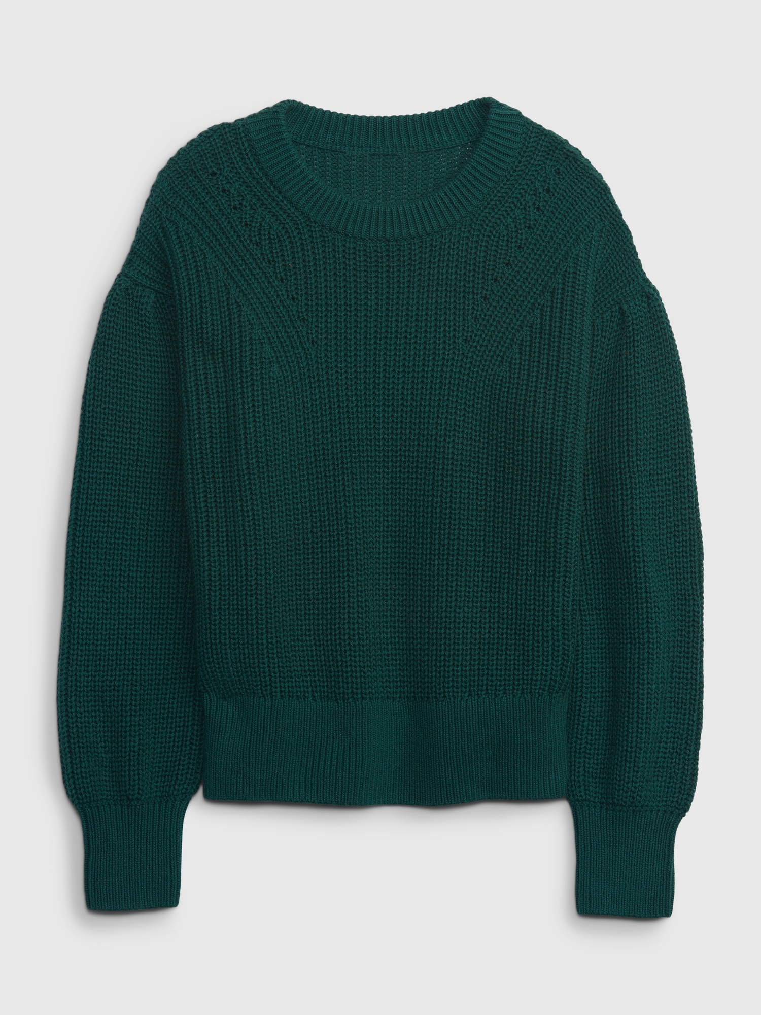 Gap Kids Shaker-Stitch Puff-Sleeve Sweater green. 1