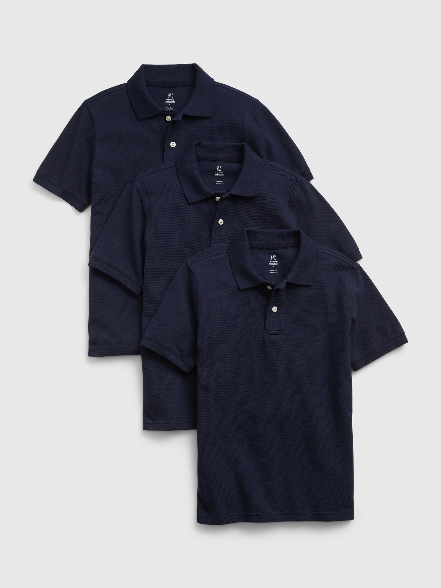 Gap Kids Organic Cotton Uniform Polo Shirt (3-Pack) blue. 1