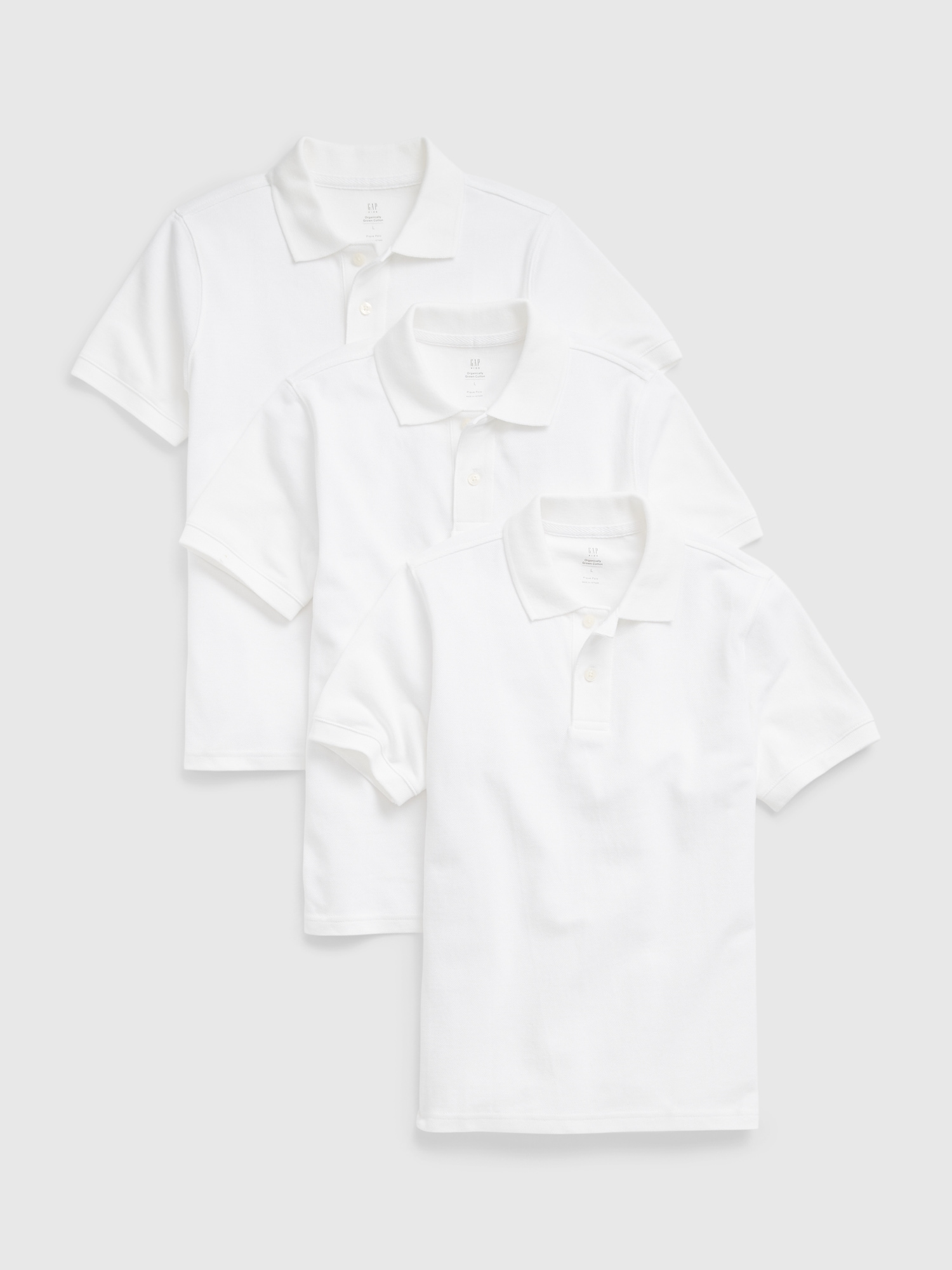 Gap Kids Organic Cotton Uniform Polo Shirt (3-Pack) white. 1