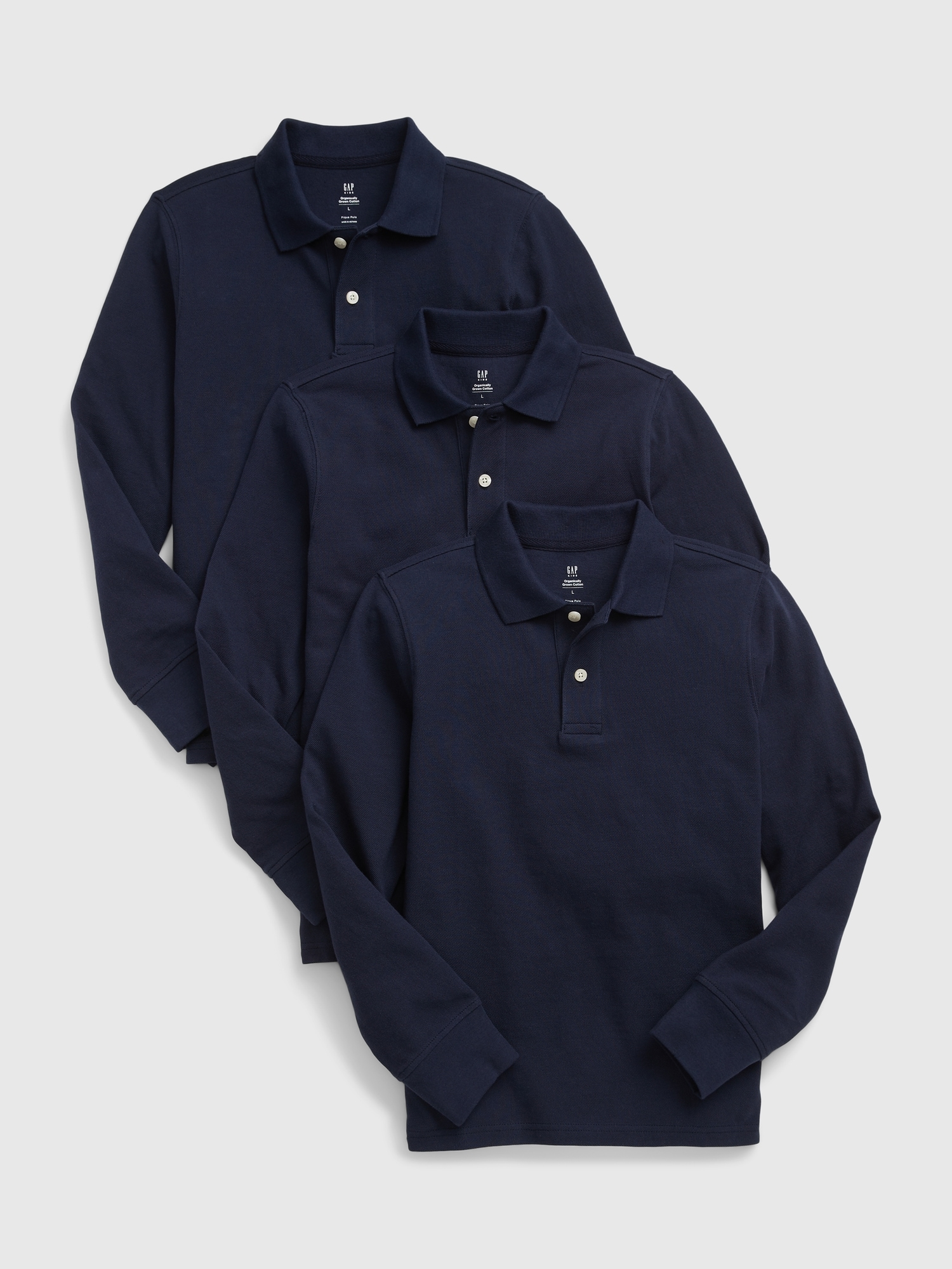 Gap Kids Organic Cotton Uniform Polo Shirt (3-Pack) blue. 1