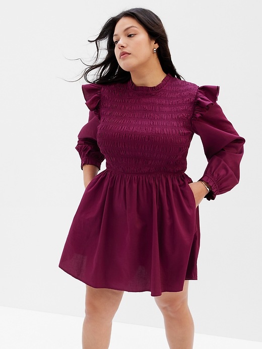 Image number 4 showing, Smocked Ruffle Sleeve Mini Dress