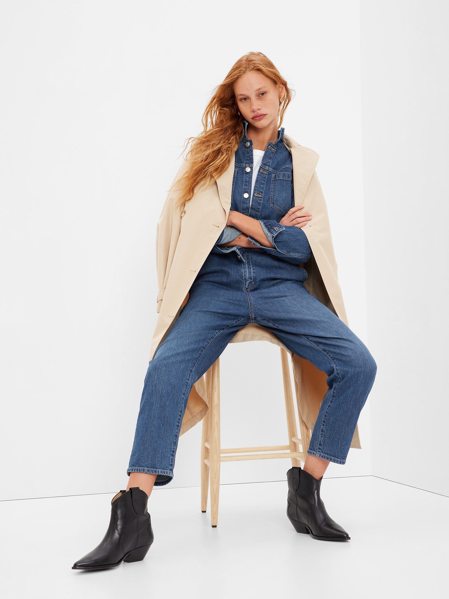 Gap sales jean jumpsuit