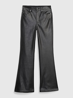 High Rise Vegan Leather '70s Flare Pants | Gap