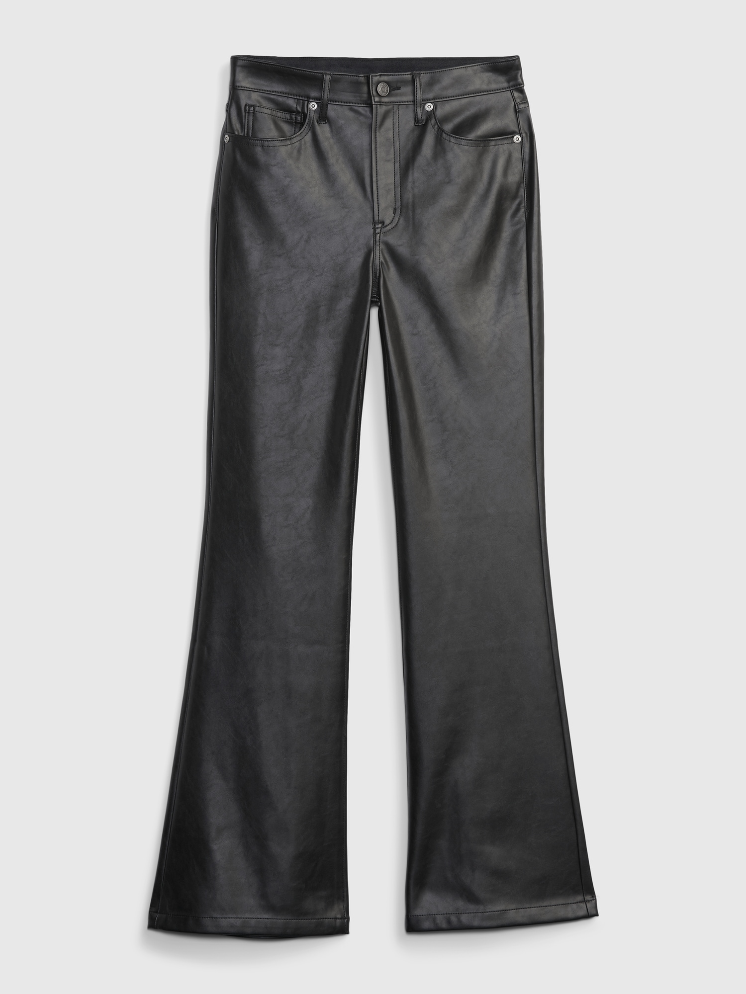 Walk Away Faux Leather Flare Trousers In Black