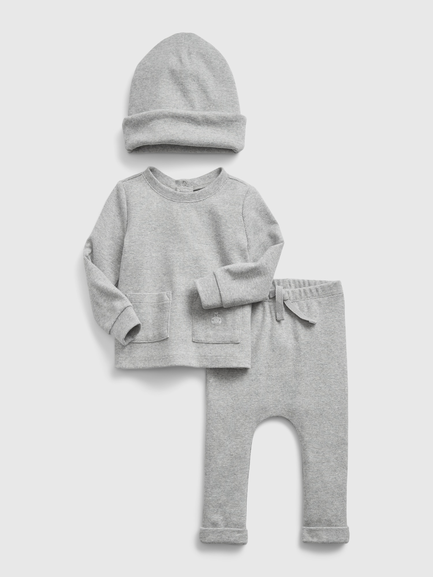 Gap Baby Rib 3-Piece Outfit Set gray. 1