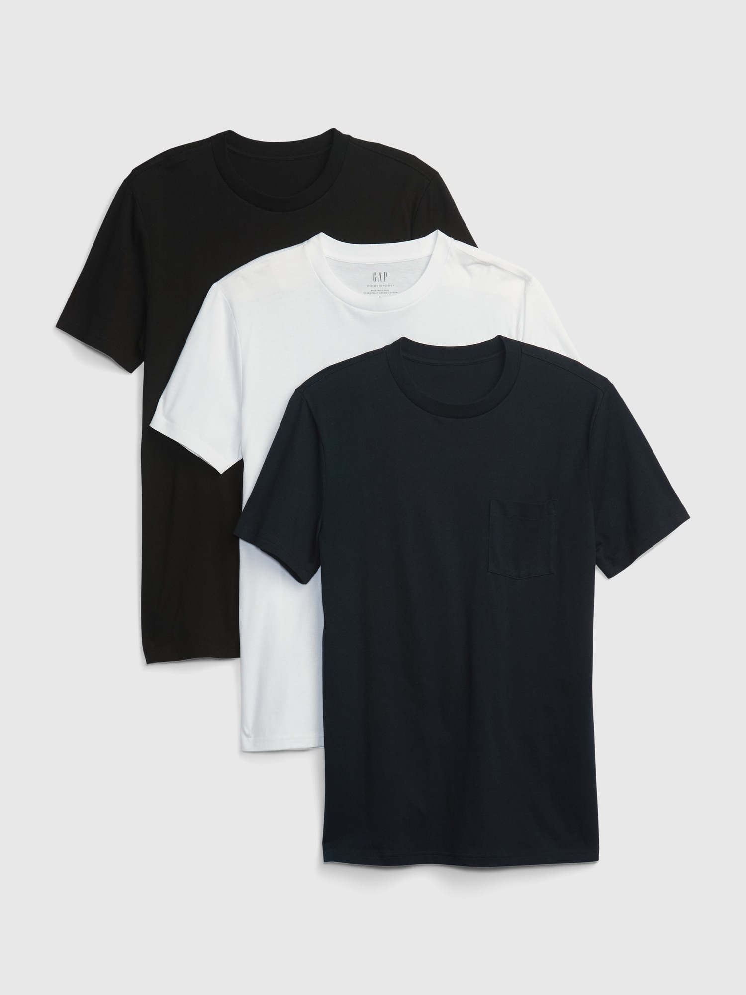 Gap 100% Organic Cotton Pocket T-Shirt (3-Pack) multi. 1