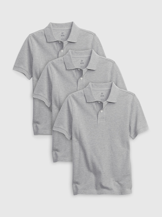 View large product image 1 of 1. Kids Organic Cotton Uniform Polo Shirt (3-Pack)