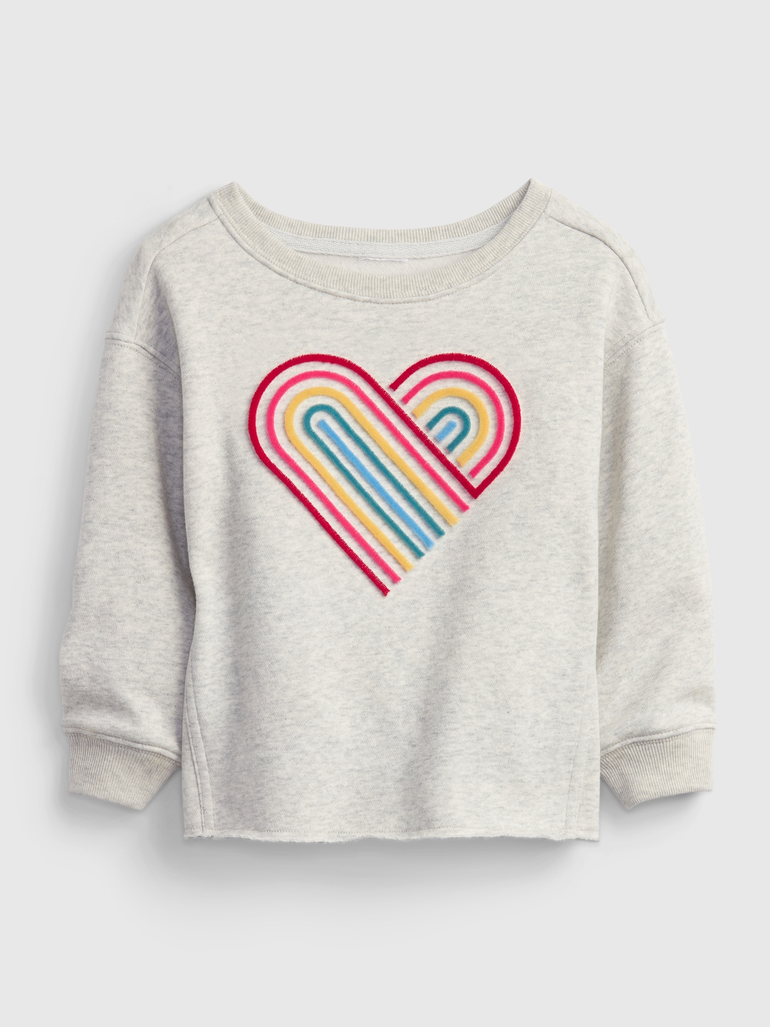 Toddler Raw Hem Crewneck Heart Graphic Sweatshirt | Gap