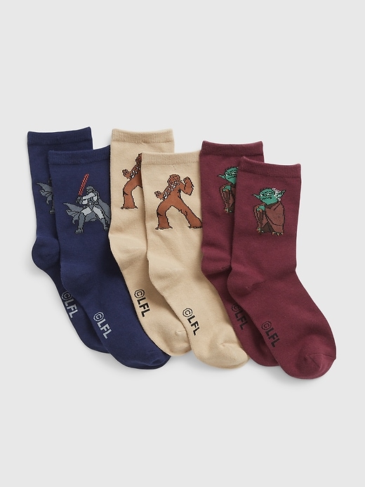 View large product image 1 of 1. GapKids &#124 Star Wars&#153 Graphic Crew Socks (3-Pack)