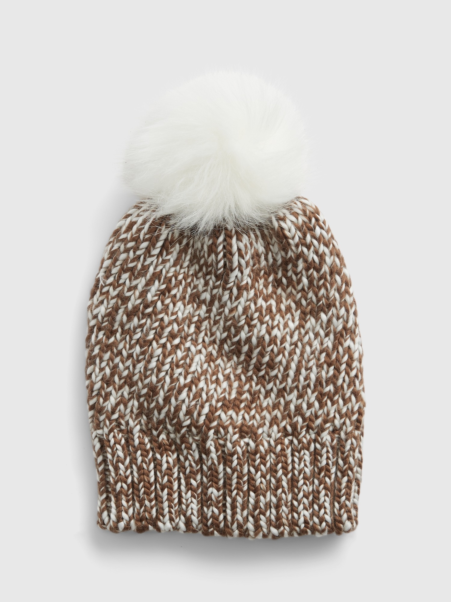 Gap Kids Marled Pom Beanie beige. 1