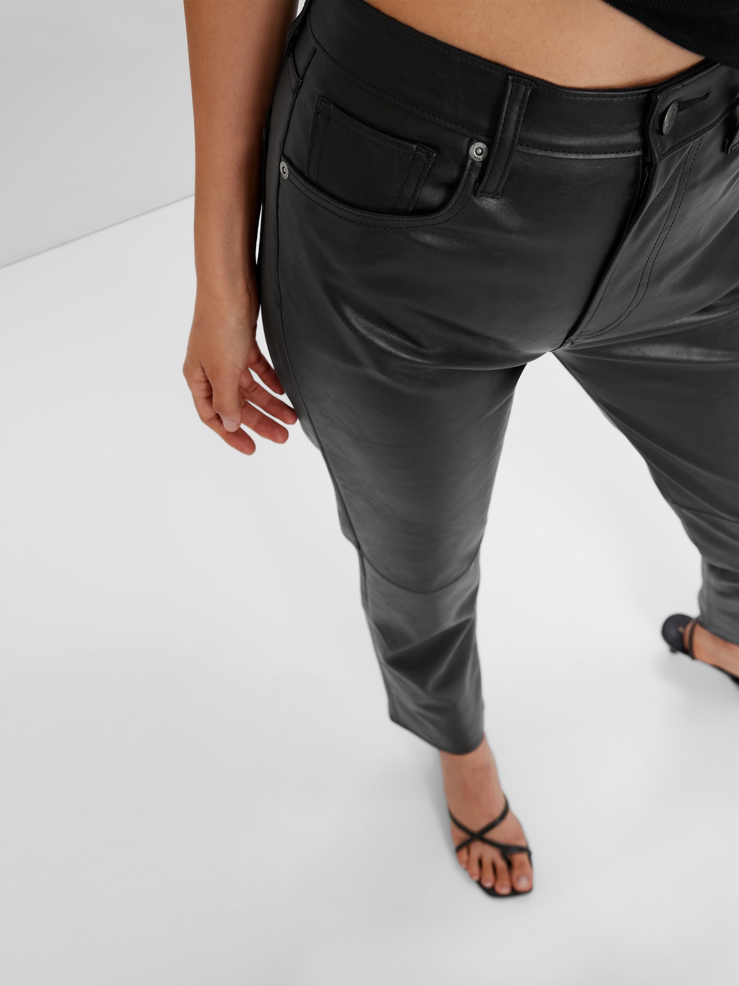 See and Be Seam High-Waisted Faux Leather Pants