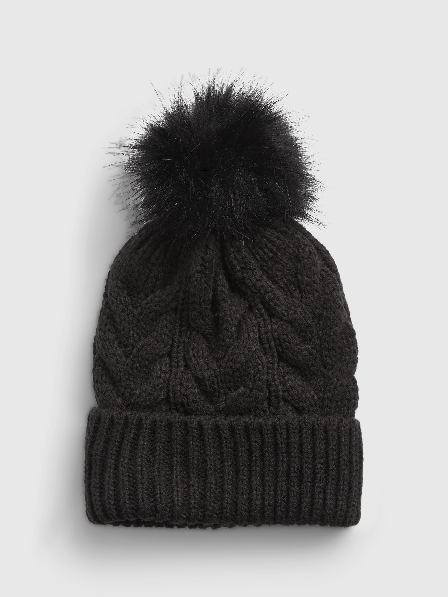 Gap Kids Cable-Knit Pom Beanie black. 1