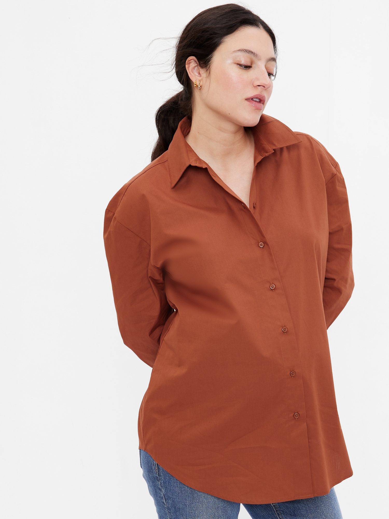 Gap Maternity Button-Down Shirt brown. 1