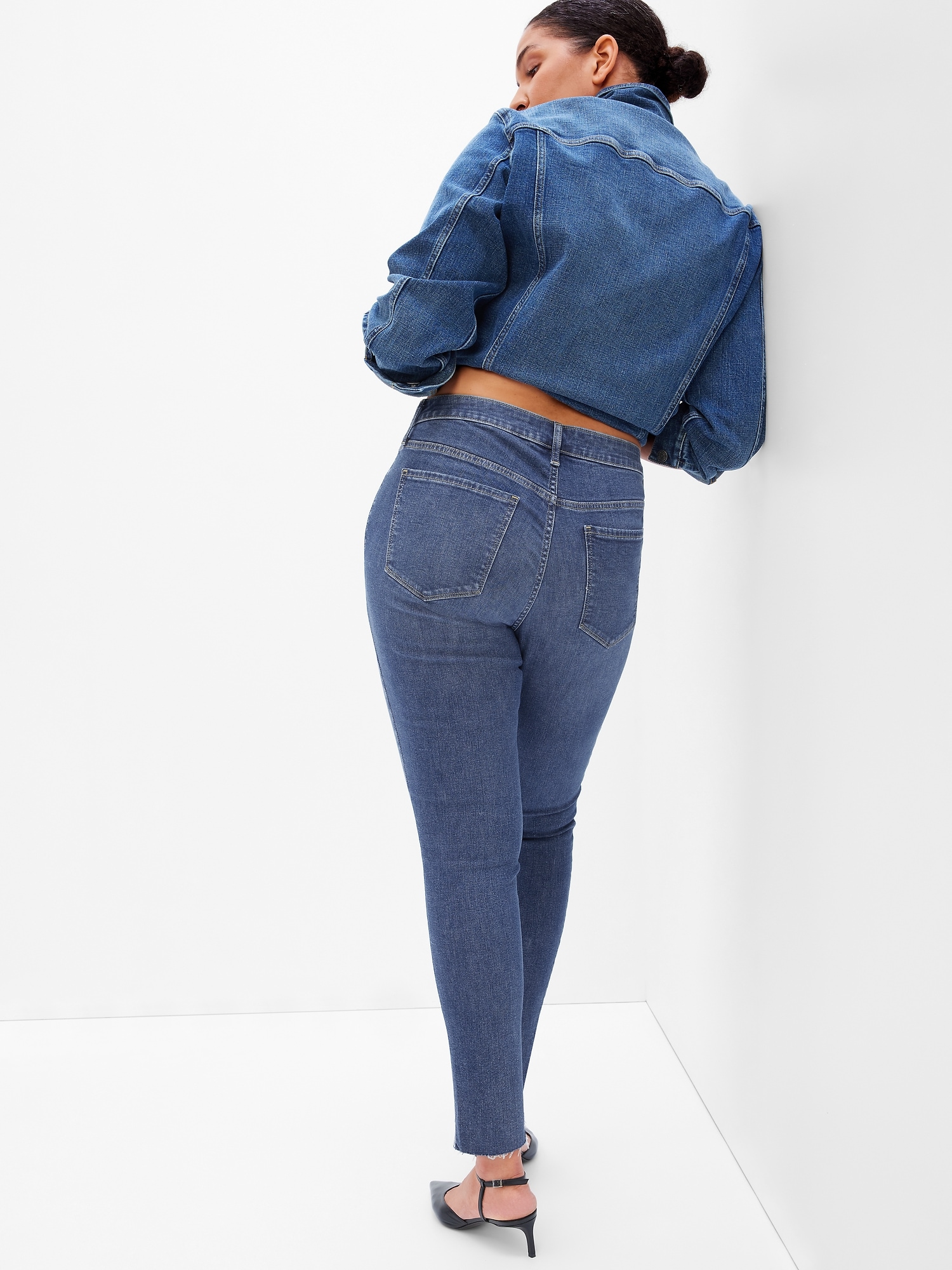 Buy online Blue Solid Mid Rise Full Length Jegging from Jeans