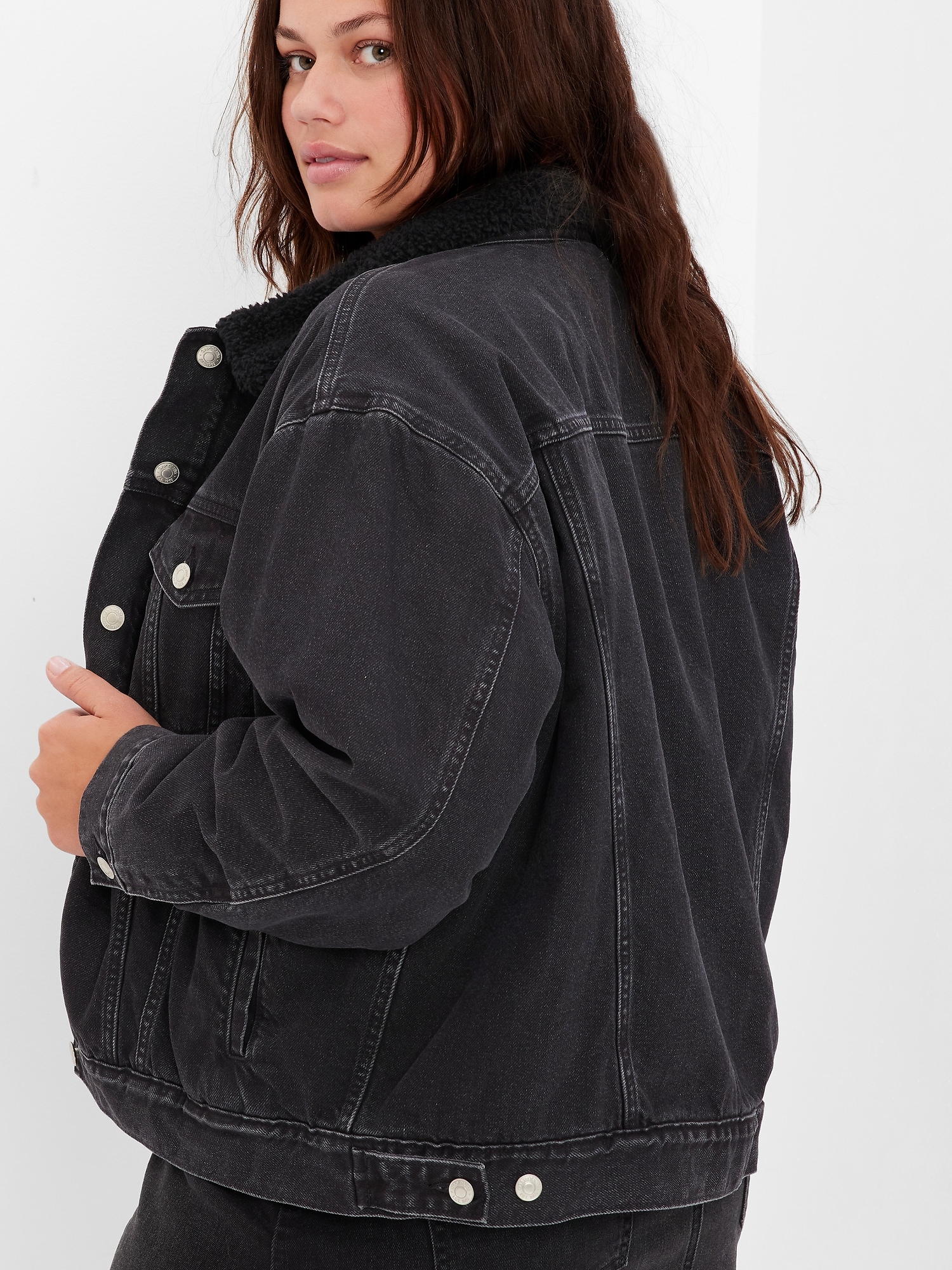 Oversized black sherpa outlet jacket