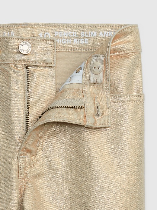 Image number 3 showing, Kids High Rise Metallic Vintage Slim Jeans with Washwell