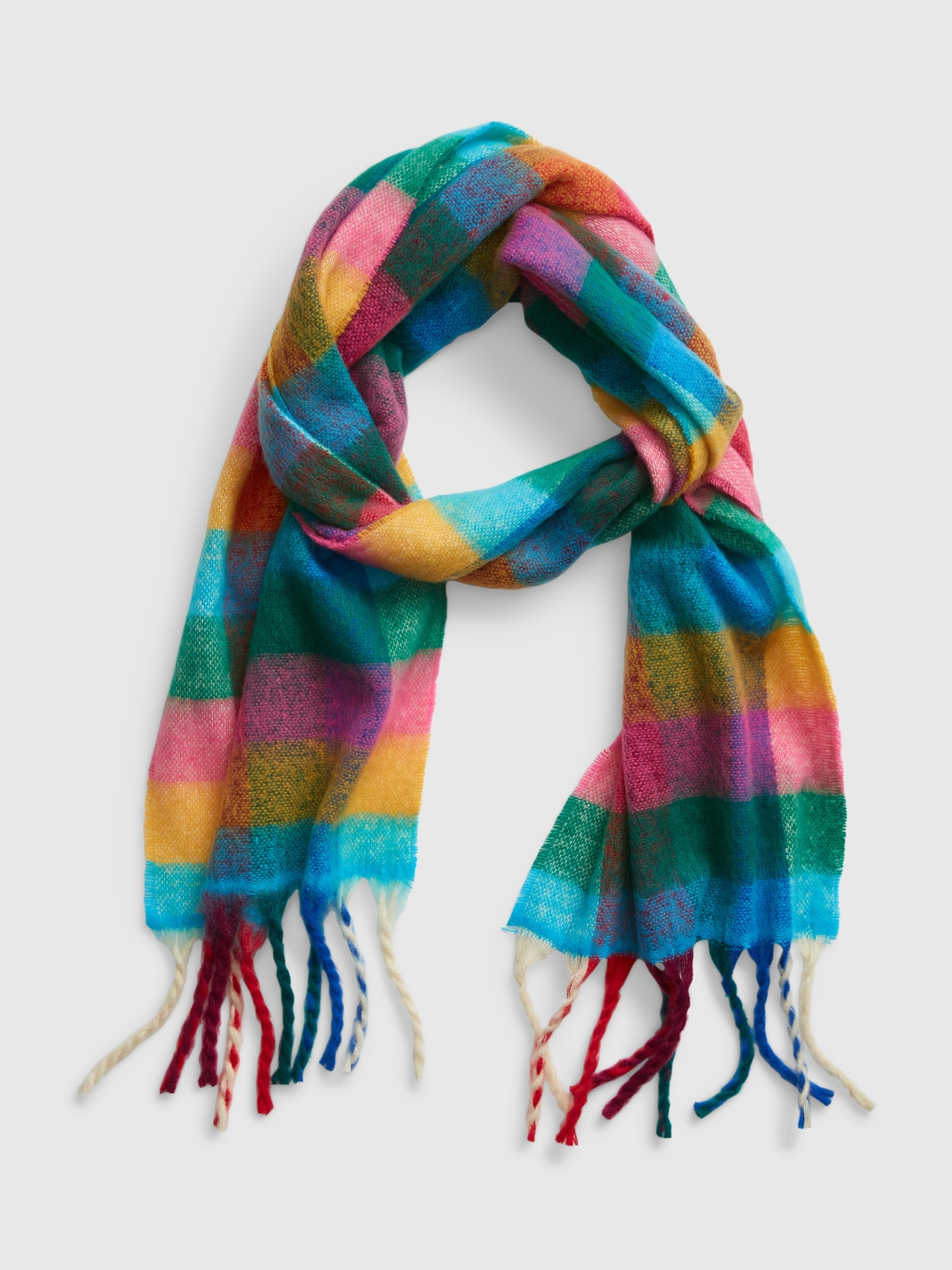 Piper Plaid Recycled Blend Fringe Scarf