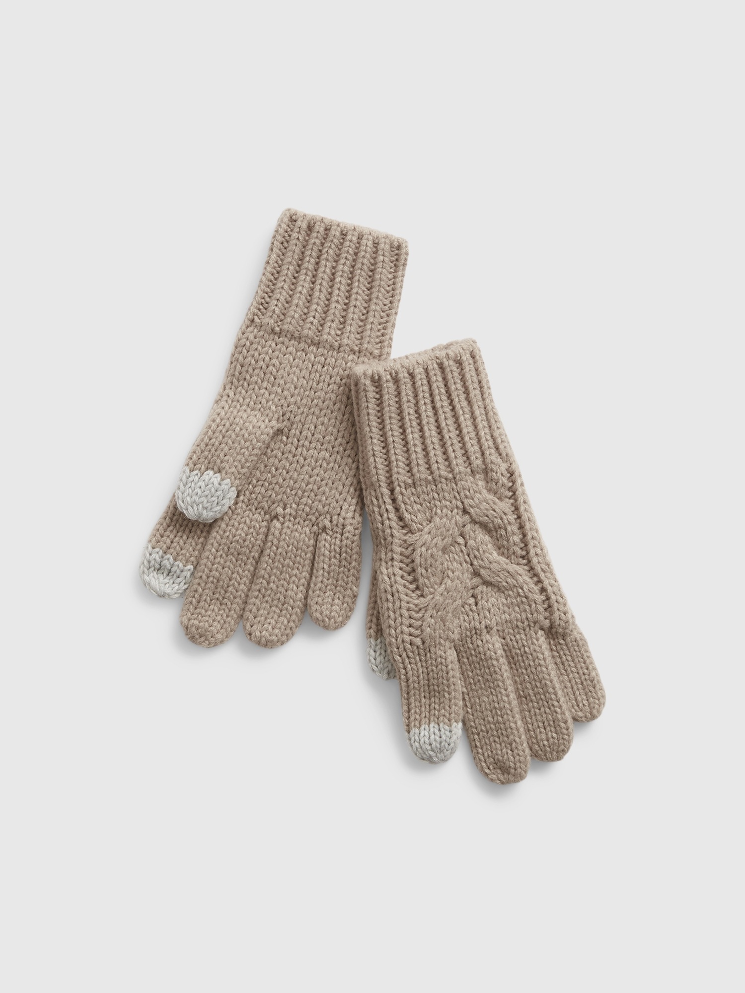 Gap Kids Cable-Knit Touchscreen Gloves beige. 1