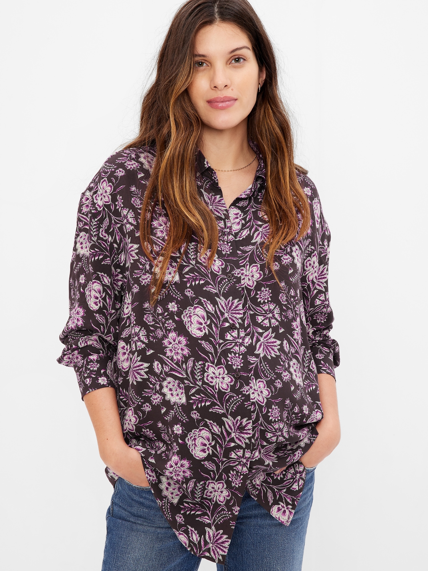 Gap Maternity Button-Down Shirt pink. 1