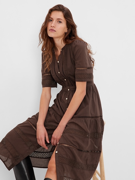 Lace Button-Front Midi Dress | Gap