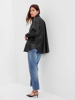 Vegan Leather Shirt Jacket | Gap