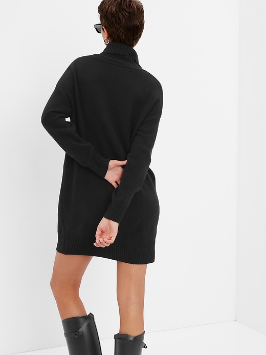 Positively Charming Black Turtleneck Mini Sweater Dress