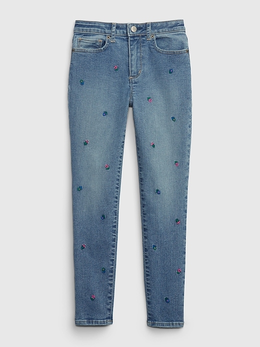 Image number 1 showing, Kids High Rise Embroidered Jeggings with Washwell