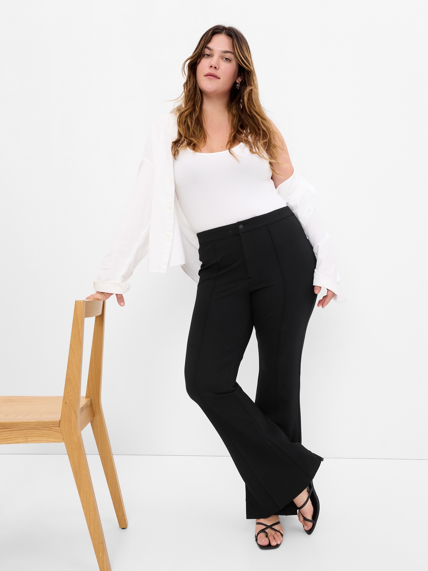 High-Rise Fold-Over Flare Pants