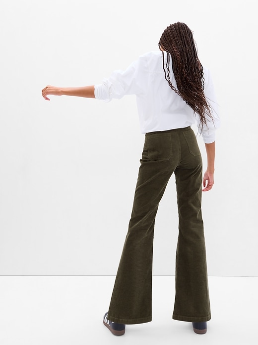 Womens Soft Surroundings Pants  Corduroy Pull-On Flare Pants Emerald ~  Gail Short Writes