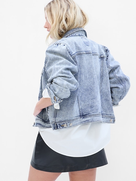 Puffed sleeve deals jean jacket