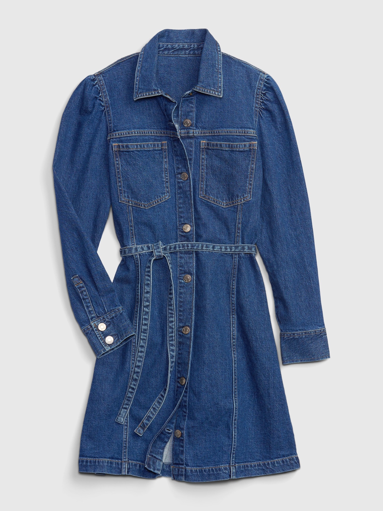 Puff Sleeve Denim Mini Dress with Washwell | Gap