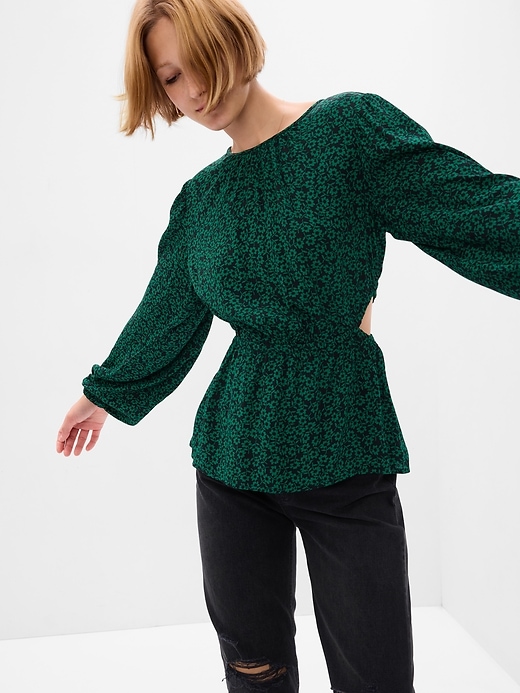 Image number 1 showing, Peplum Cutout Top