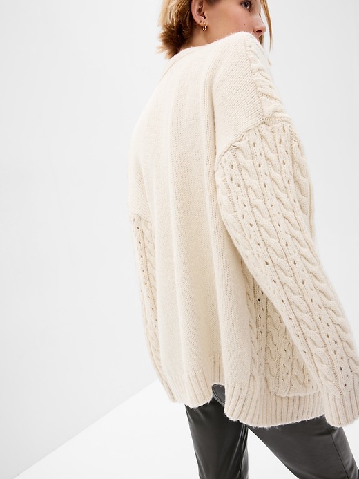 Image number 2 showing, Recycled Cable-Knit Pointelle Cardigan