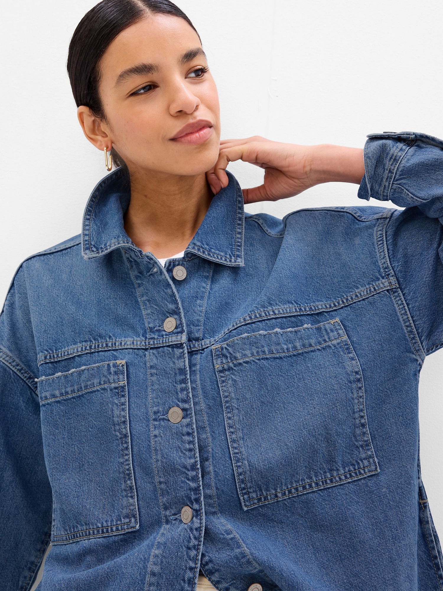 Denim utility shop jacket women's