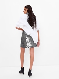 Guida Mini Skirt in Drape Sequin Silver Chrome