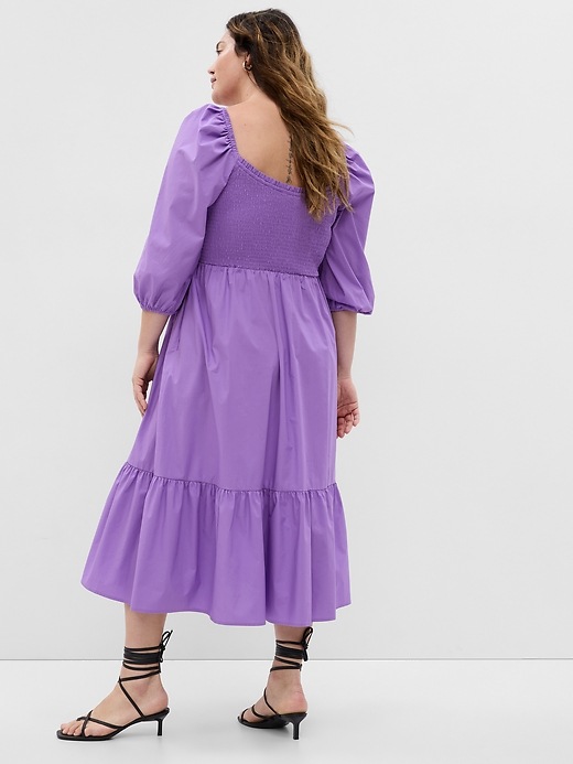 Image number 5 showing, Puff Sleeve Smocked Midi Dress