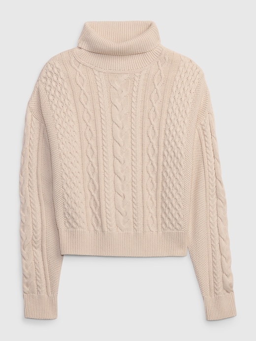 Cropped Cable-Knit Turtleneck Sweater