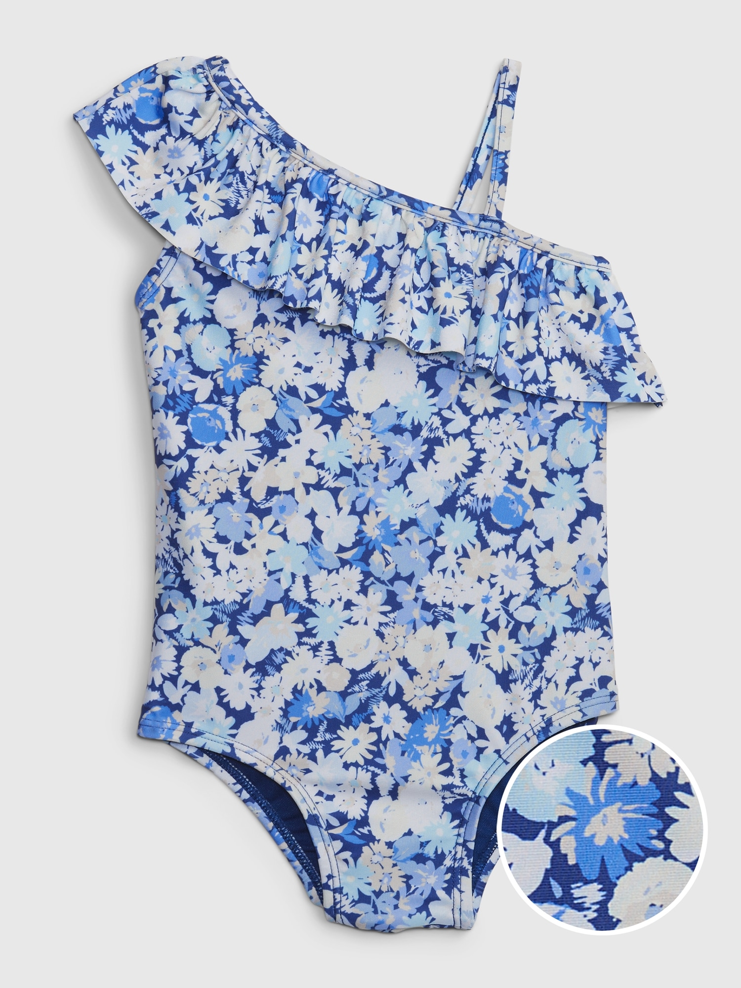 Gap Toddler Recycled Asymmetric Swim One-Piece blue. 1